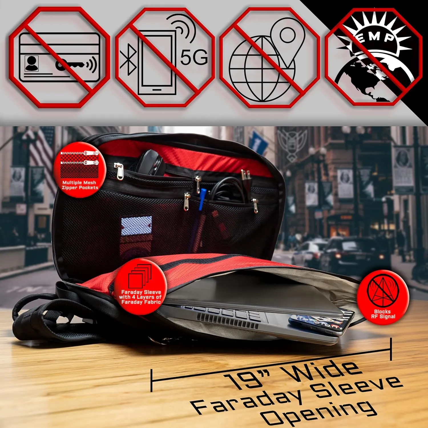 ~ FLEX Faraday Bag/Small LITE Faraday Bag Combo ~ Tracking/Hacking Defense ~ Red