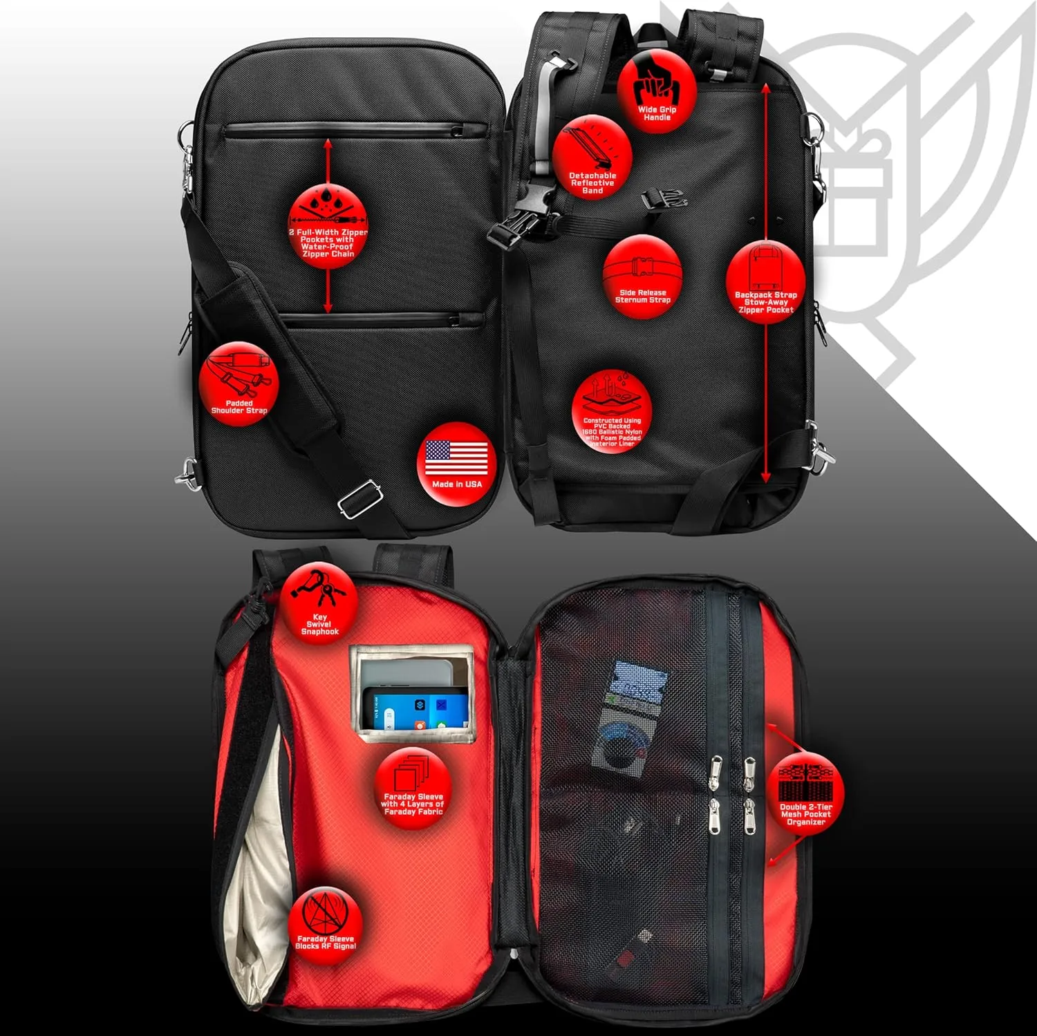 ~ FLEX Faraday Bag/Small LITE Faraday Bag Combo ~ Tracking/Hacking Defense ~ Red
