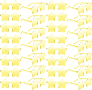 10/20/30/40 Pack Star Sunglasses Rimless Transparent Pentagram Shaped Sunglasses Bulk Party Favor Glasses for Women (30, Yellow)