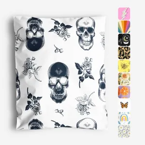 10x13 Poly Mailers – Skull Rose – Waterproof, Tear-Resistant Shipping Bags with Adhesive Seal – 100 Pack – Package Mint