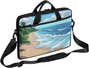 13-15 inch Seawater Coconut Beach portable laptop bag Scenery Beach single shoulder laptop bag, suitable for work, travel, and other purposes
