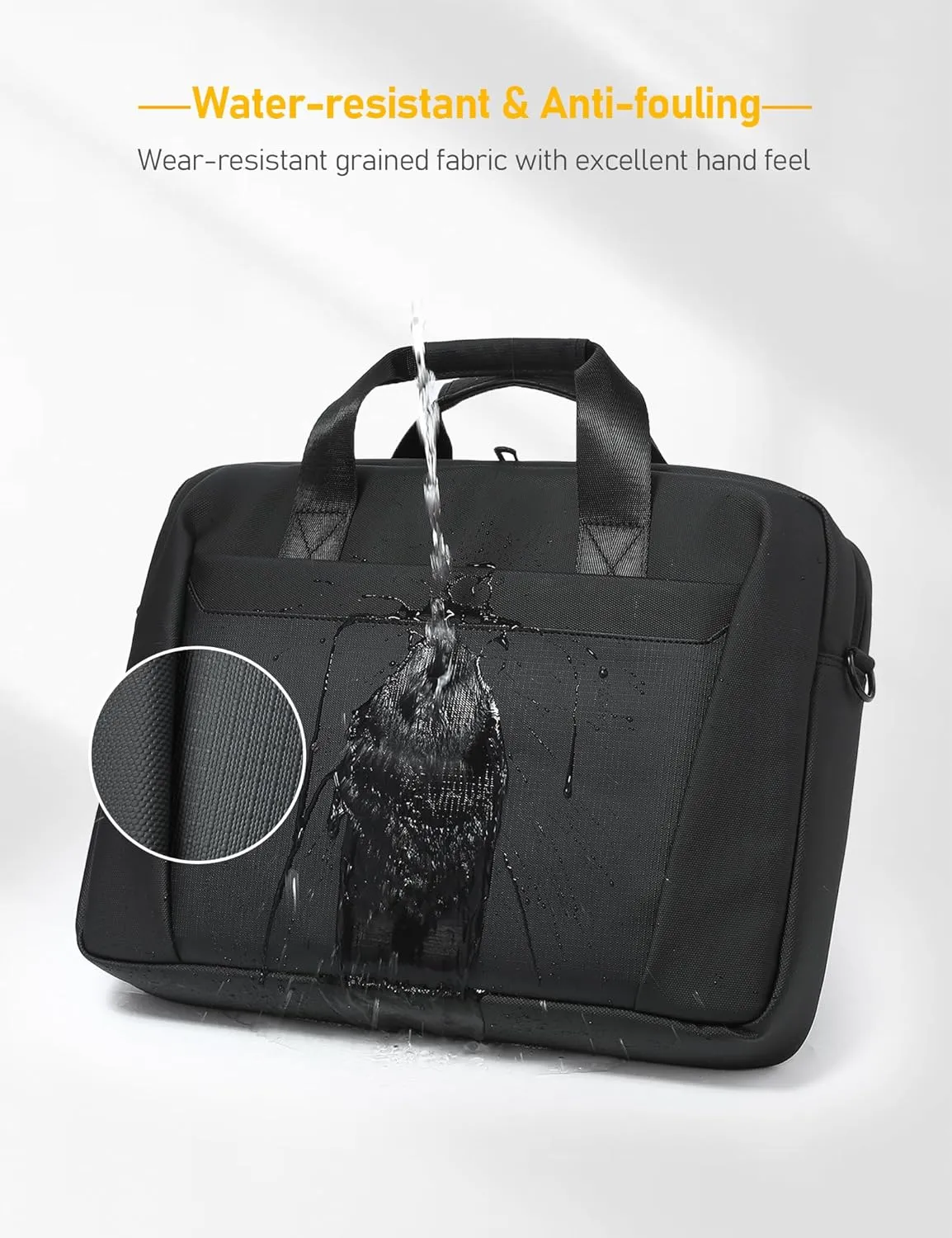 15-16 Inch Granulated Shoulder Portable Bag, Compatible with MacBook Pro 16 M4/M3/M2/M1, MacBook Air 15 M4 2025, ASUS Vivobook 16/16X Laptop, Messenger Bag, Meteorite Black