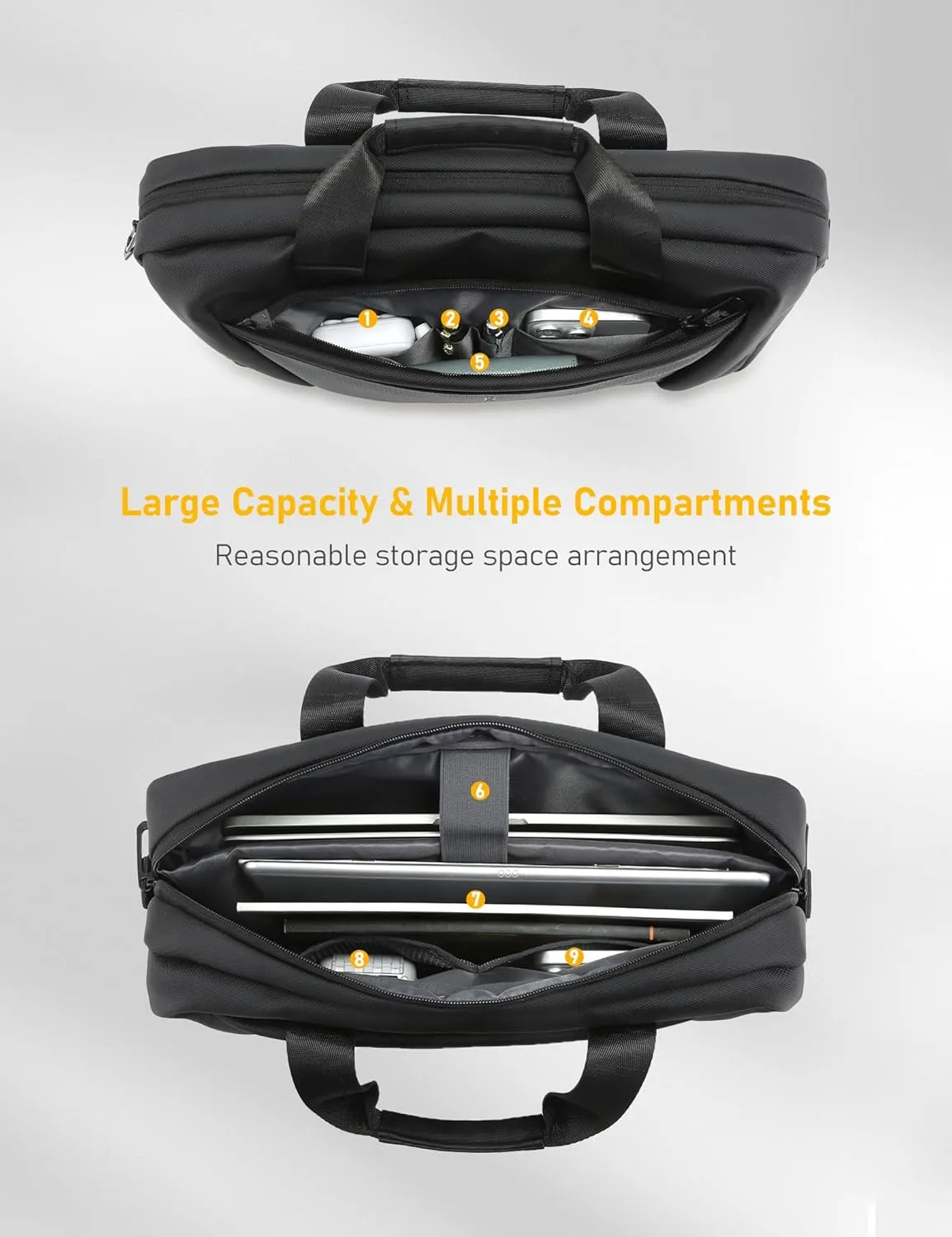 15-16 Inch Granulated Shoulder Portable Bag, Compatible with MacBook Pro 16 M4/M3/M2/M1, MacBook Air 15 M4 2025, ASUS Vivobook 16/16X Laptop, Messenger Bag, Meteorite Black