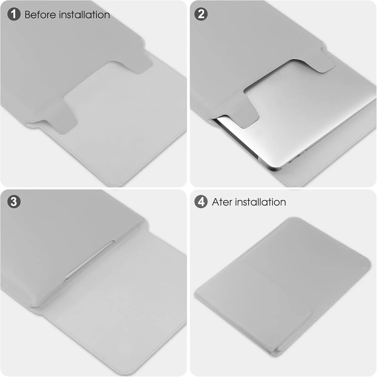 15 16 Inch Laptop Sleeve Case Leather Bag for MacBook Pro 16 2021 & 2019/ASUS Vivobook 15/Huawei MateBook D15/HP 15.6" PC/MacBook Pro 15/Surface Laptop 3/Dell Inspiron 15/IdeaPad, Silver