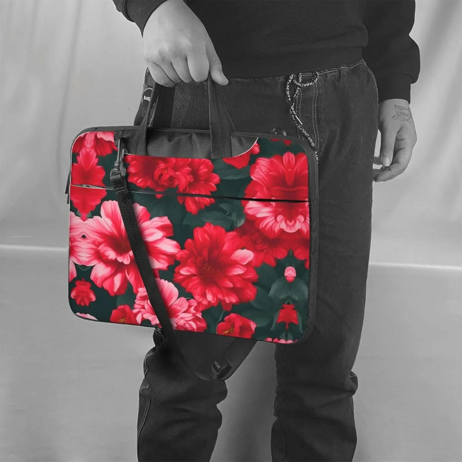 15.6 Inch Laptop Bag - Case with Soft Interior, Multiple Pockets - Ideal, Travel and Business Salmon pattern