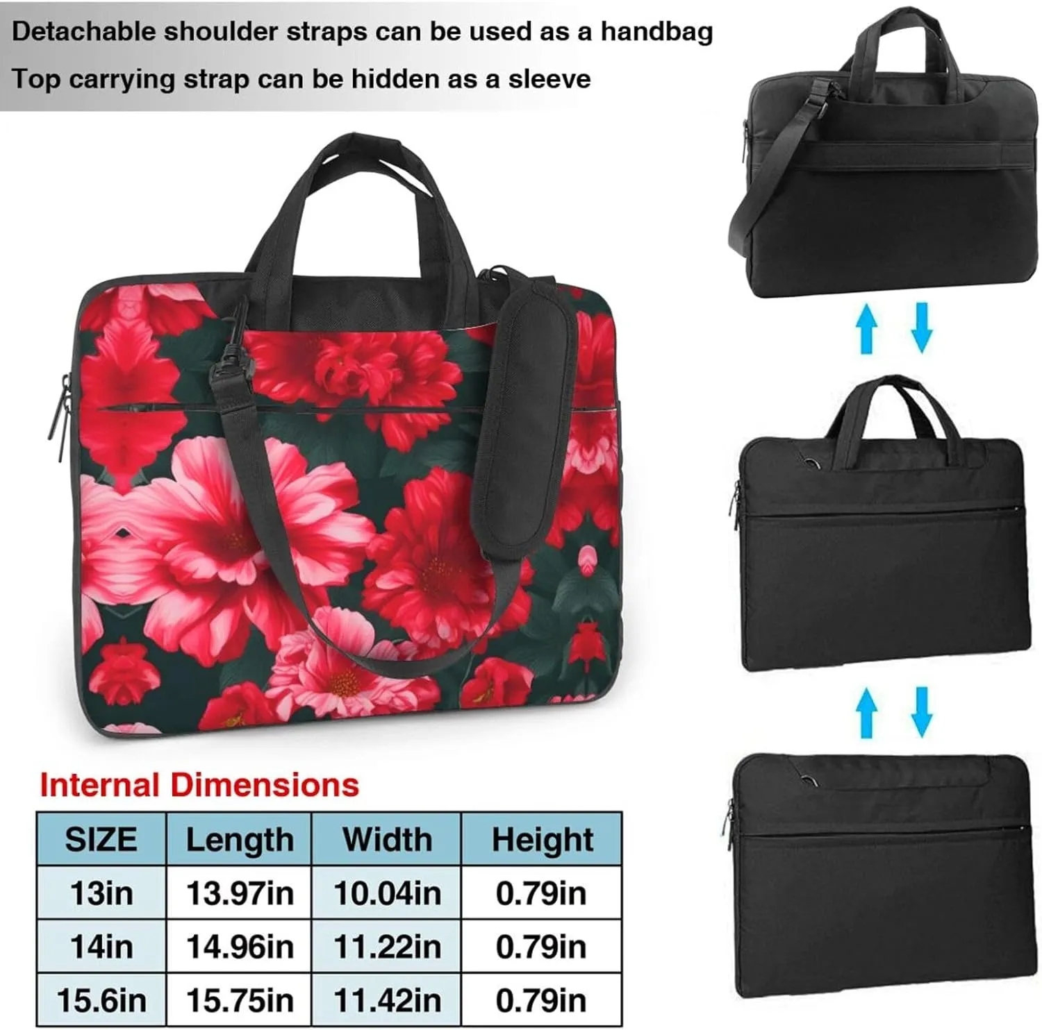 15.6 Inch Laptop Bag - Case with Soft Interior, Multiple Pockets - Ideal, Travel and Business Salmon pattern