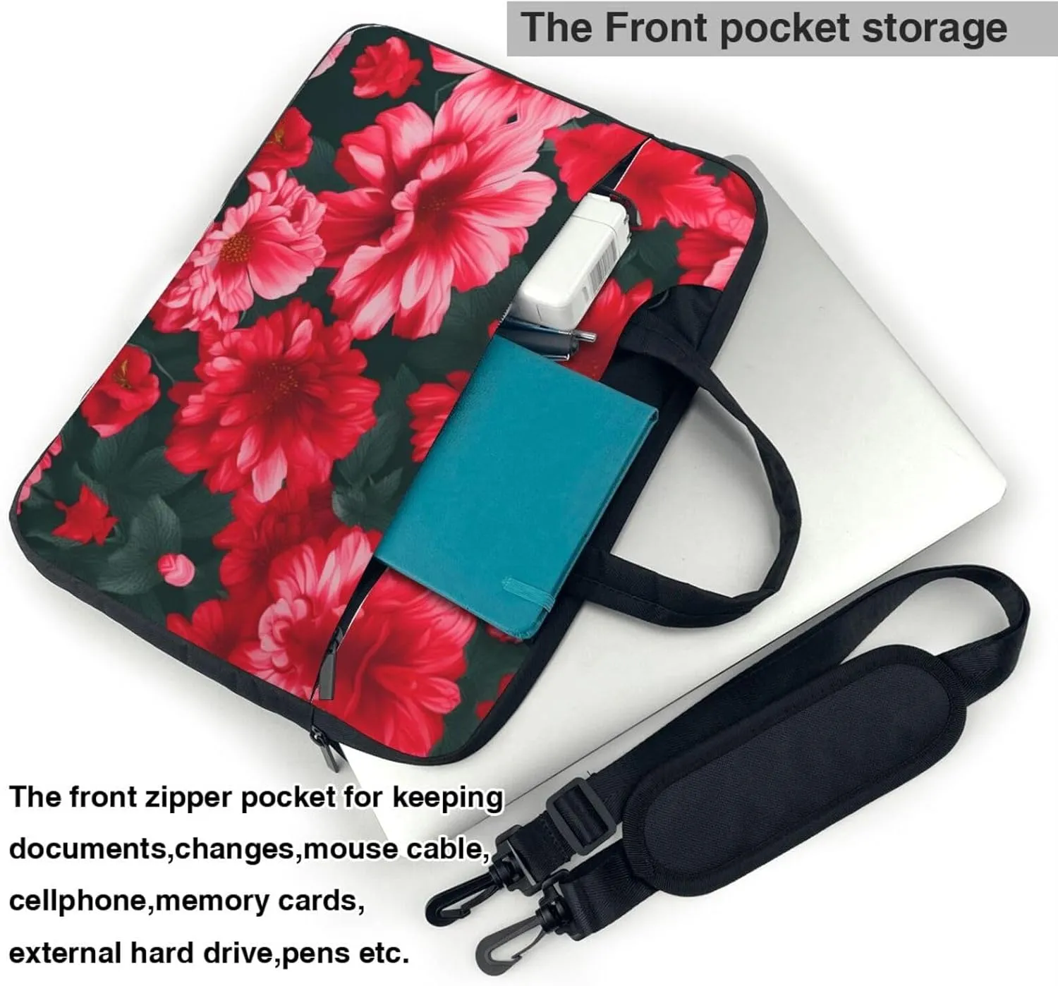 15.6 Inch Laptop Bag - Case with Soft Interior, Multiple Pockets - Ideal, Travel and Business Salmon pattern
