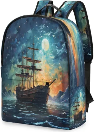 17.5 inch Laptop Backpack Ocean Ship College Waterproof Travel Bag Maritime Casual Book Bag with Multiple Pockets Laptop Backpacks for Travel Hiking