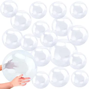 18 Pack 16 Inch 12 Inch 8 Inch Inflatable Clear Beach Ball Inflatable Clear Ball Balloons Transparent Beach Ball for Summer Beach Pool Party Favor, 3 Size