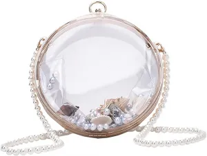 1Pc Crossbody Pack Pearl Chain Bag Transparent Spherical Shoulder Bag for Women for Summer Outings Shopping and Versatile Handbag for Mobile Phone
