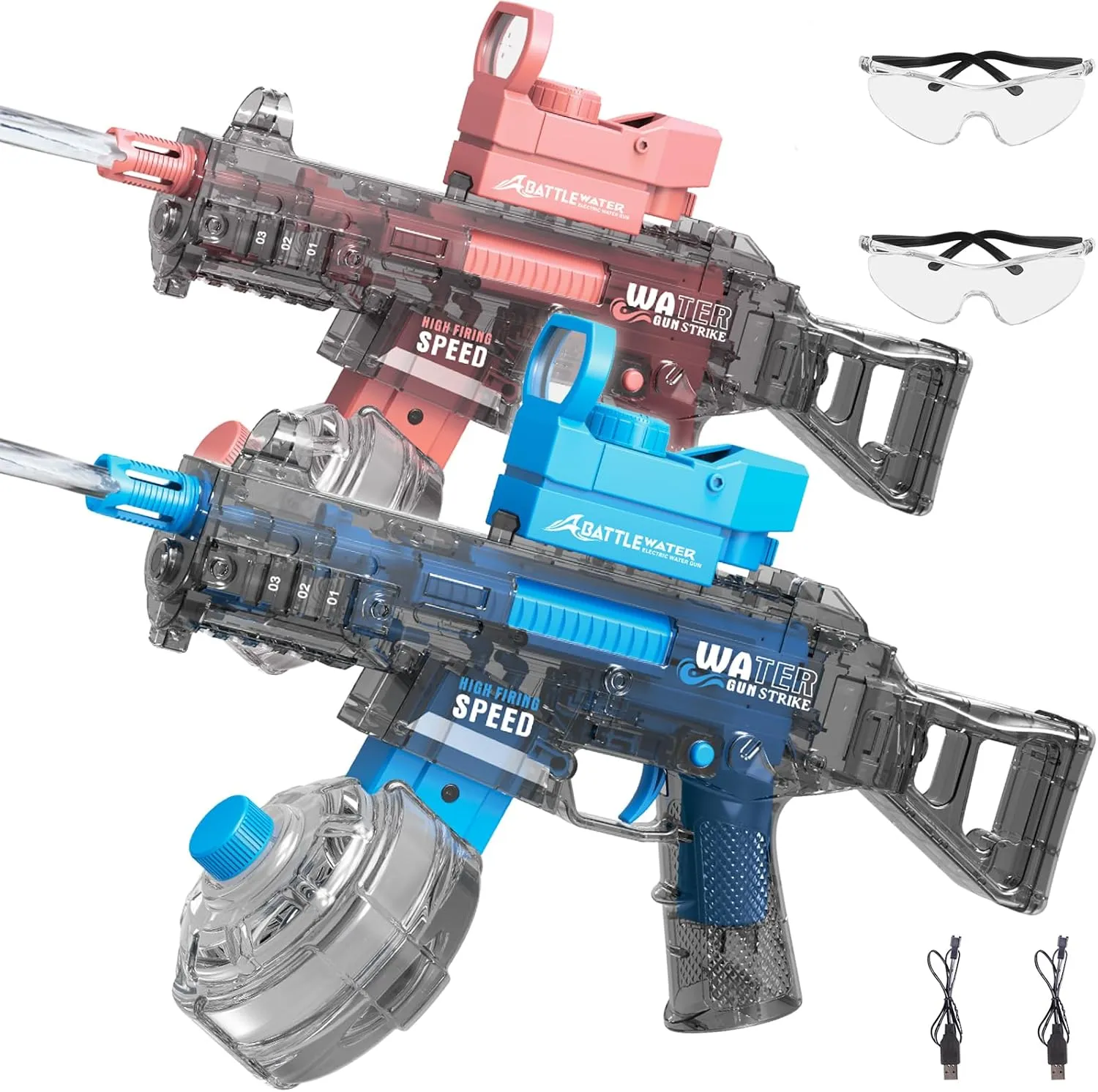 2 Pack Electric Water Guns for Adults Kids, Automatic Water Gun Toys for Kids Ages 4-8 8-12, Large Capacity High Power, 36ft Ultra-Long Range, Summer Pool Outdoor Beach Water Toys for Boys Girls
