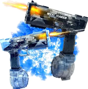 2 Pack Electric Water Guns with LED Lights, Automatic Squirt Guns for Adults and Kids, Long Range up to 28FT, High Powered Rechargeable Water Blasters, Waterproof Summer Pool Beach Toy Gift