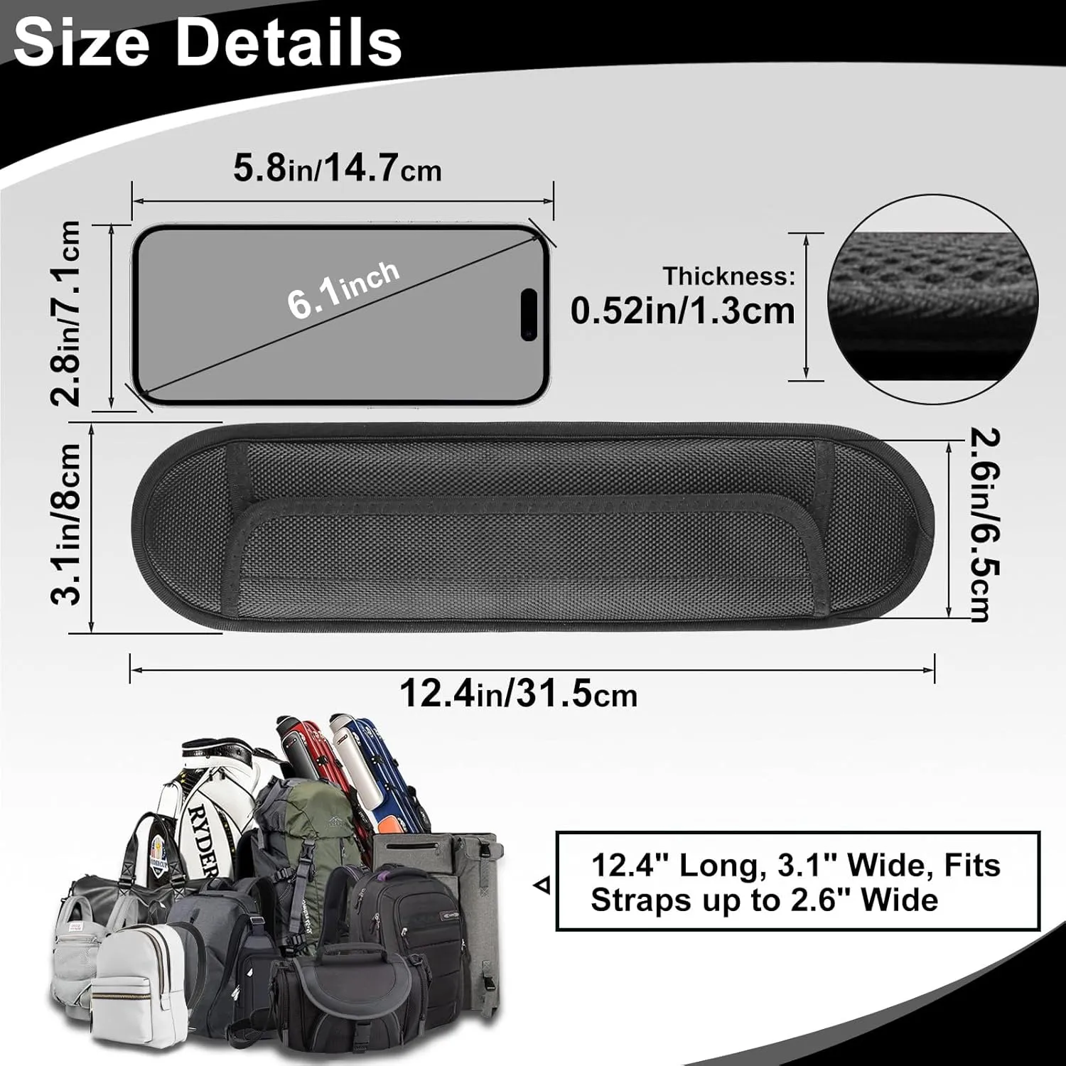 2 Pack Extra Thick Shoulder Strap Pad, Universal Replacement Shoulder Pad, for Shoulder Bags, Guitar Strap, Detachable Shoulder Strap Pad Pads Help Relieve Shoulder Pain(Sandwich Mesh)