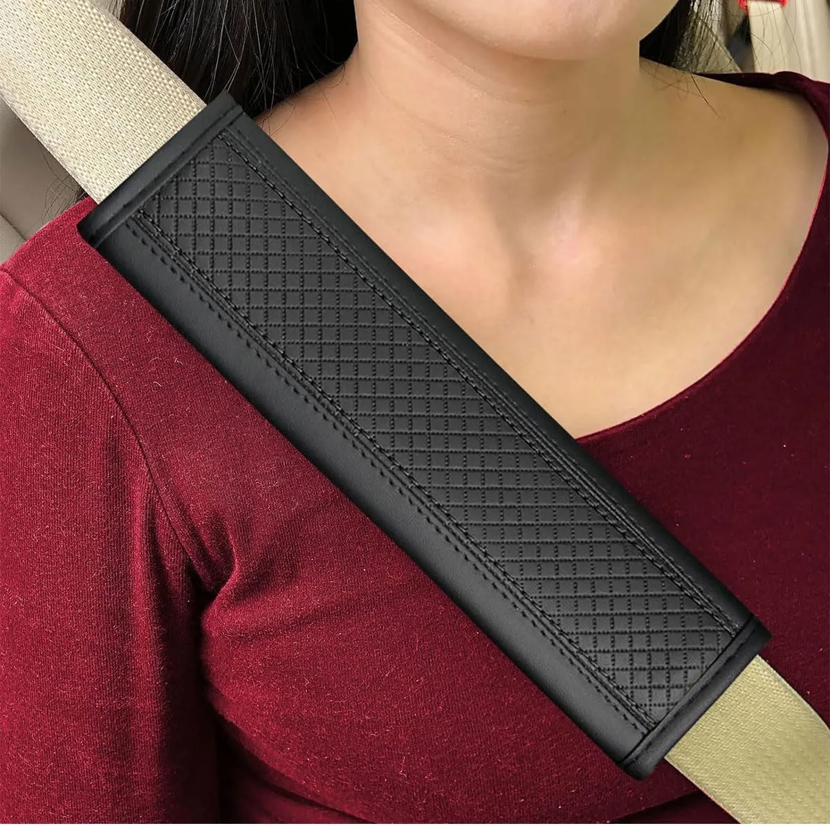 2 PCS Car Seat Belt Cover for Buick Excelle GT 2014-2024, Safety Strap Protector Comfort Safety Belt Shoulder Cushions Protective Sleeves,Beige