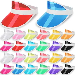 26 Pack Clear Sun Visor Hats Plastic Visor Caps UV Protection Poker Visor Hat Colorful Unisex Sun Visors for Women Men