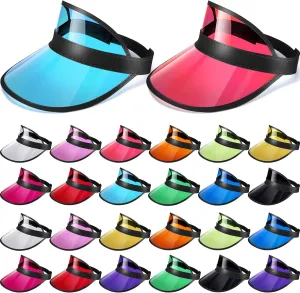 26 Pack Clear Sun Visor Hats Plastic Visor Caps UV Protection Poker Visor Hat Colorful Unisex Sun Visors for Women Men