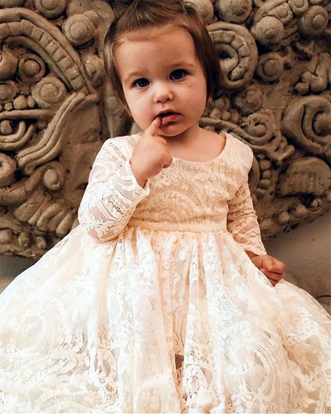 2Bunnies Girl Paisley Lace Back A-Line Straight Tutu Tulle Party Flower Girl Dress
