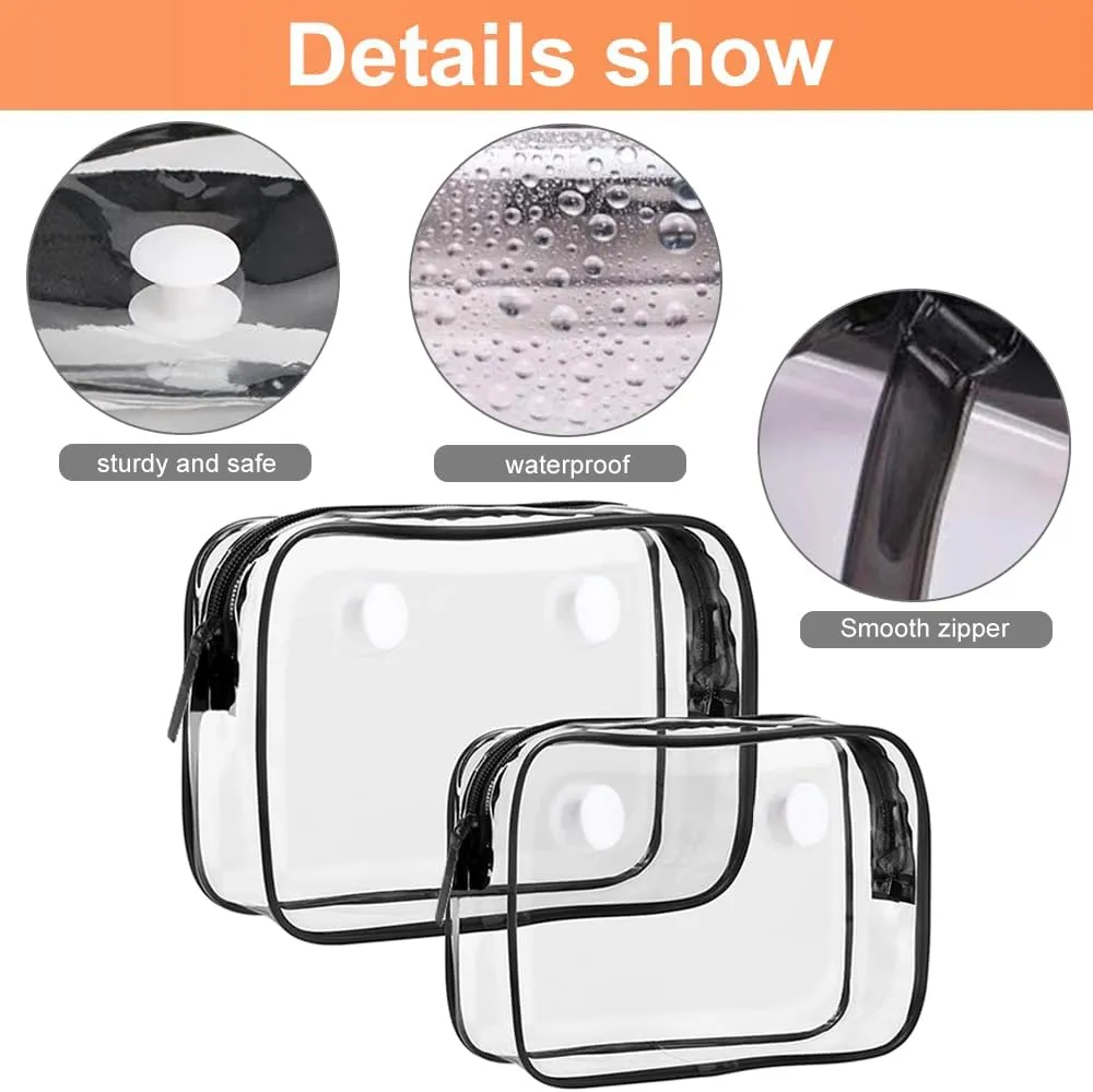 3 Packs Clear Bogg Beach Tote Bag with 2 Pack Insert Hooks Accessories for Bogg Bags Travel Makeup Clean Toiletry Brush Organizer Cosmetic Divider Storage Inner Pouch (Black)