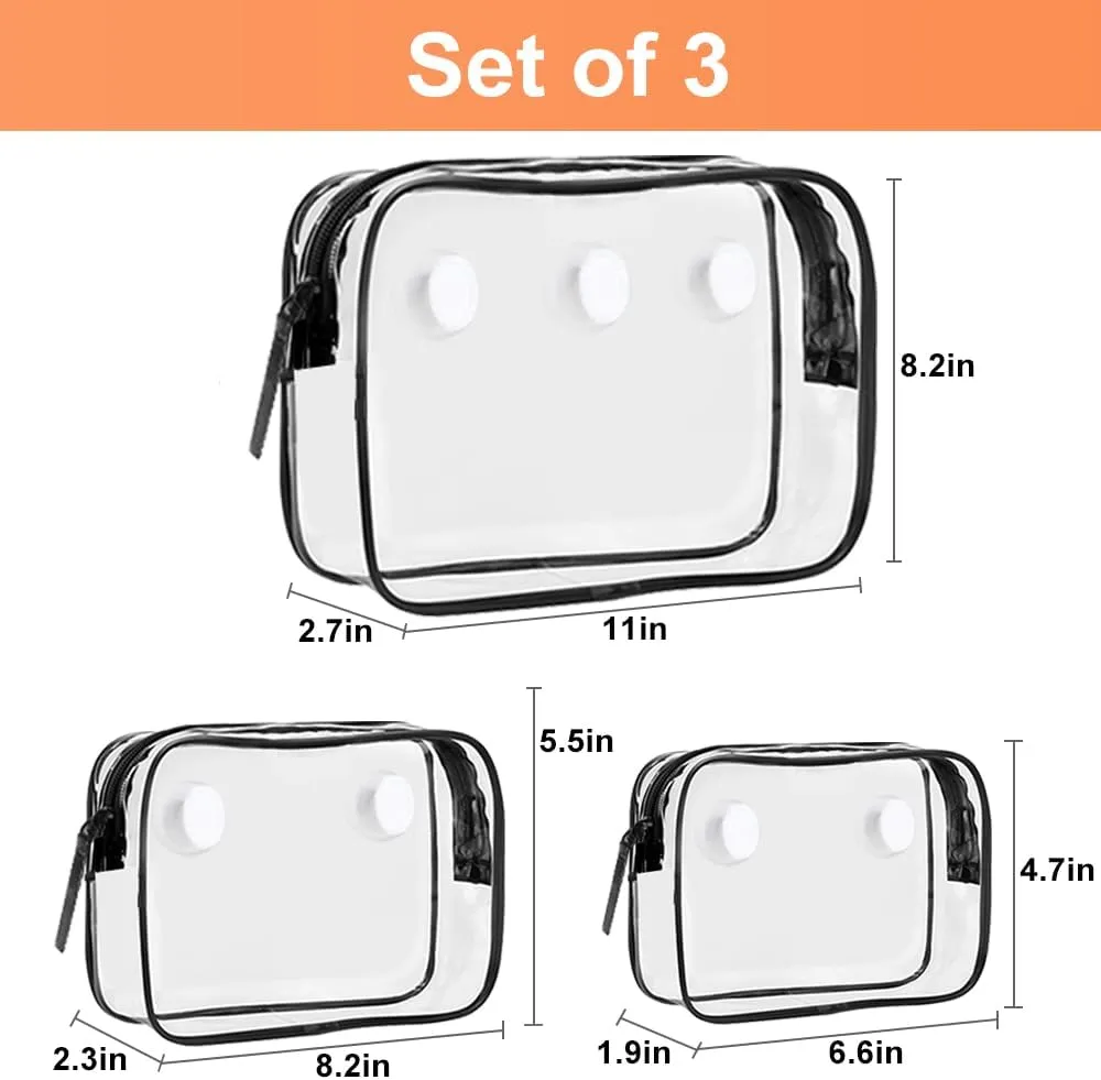 3 Packs Clear Bogg Beach Tote Bag with 2 Pack Insert Hooks Accessories for Bogg Bags Travel Makeup Clean Toiletry Brush Organizer Cosmetic Divider Storage Inner Pouch (Black)