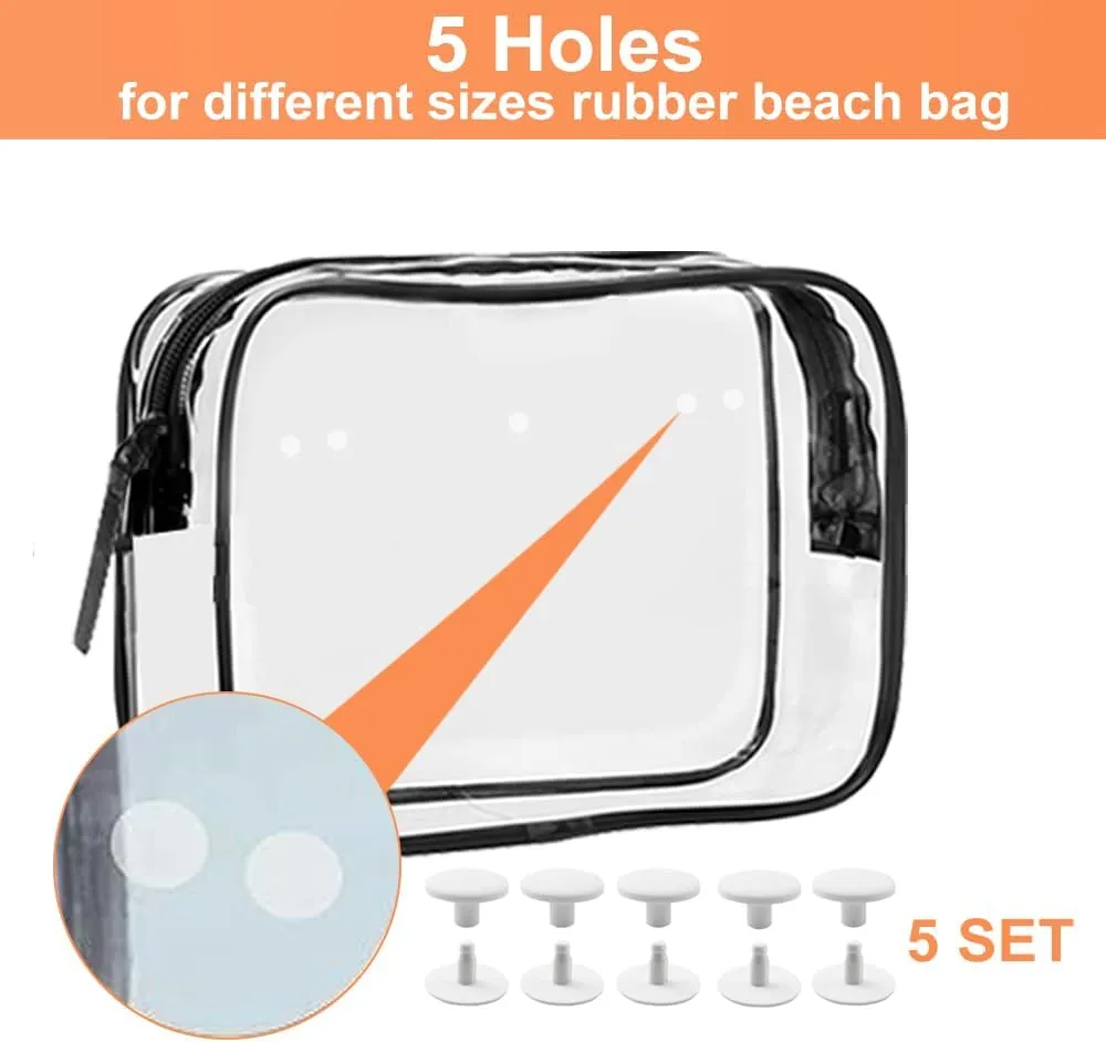 3 Packs Clear Bogg Beach Tote Bag with 2 Pack Insert Hooks Accessories for Bogg Bags Travel Makeup Clean Toiletry Brush Organizer Cosmetic Divider Storage Inner Pouch (Black)