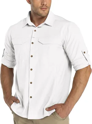 33,000ft Men's Long Sleeve Hiking Shirts Lightweight Quick Dry Sun Protection UV UPF 50 Fishing Shirt Outdoor Safari Travel