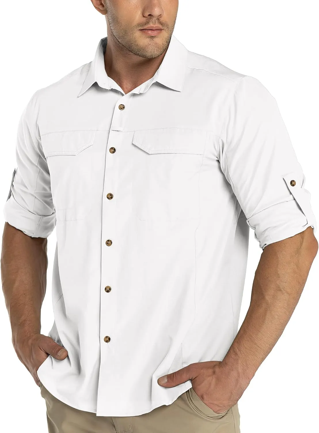 33,000ft Men's Long Sleeve Hiking Shirts Lightweight Quick Dry Sun Protection UV UPF 50 Fishing Shirt Outdoor Safari Travel