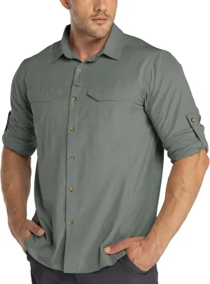33,000ft Men's Long Sleeve Hiking Shirts Lightweight Quick Dry Sun Protection UV UPF 50 Fishing Shirt Outdoor Safari Travel