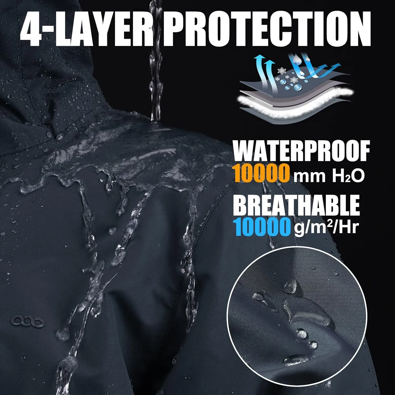 33,000ft Men's Waterproof Insulated Winter Jacket with Hood, Long Coats Anorak Padded Warm Parka for Ski Snow Sports