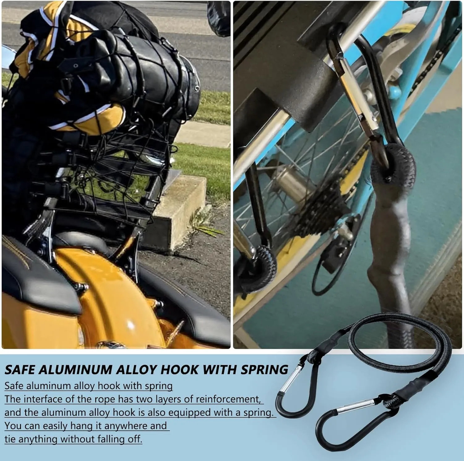 36 Inch Bungee Cord with Aluminum Alloy Hook, 4 Pack Superior Rubber Heavy Duty Straps Strong Elastic Rope for Outdoor Tent, Luggage Rack, Camping, Cargo, Bike,Storage. (36 Inch -Black)