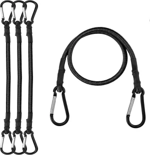 36 Inch Bungee Cord with Aluminum Alloy Hook, 4 Pack Superior Rubber Heavy Duty Straps Strong Elastic Rope for Outdoor Tent, Luggage Rack, Camping, Cargo, Bike,Storage. (36 Inch -Black)