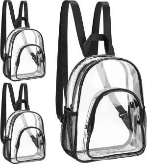 3Pcs PVC Transparent Backpack Clear Small Backpack Portable Lightweight Mini Cute Clear Bag Fashion Daypack