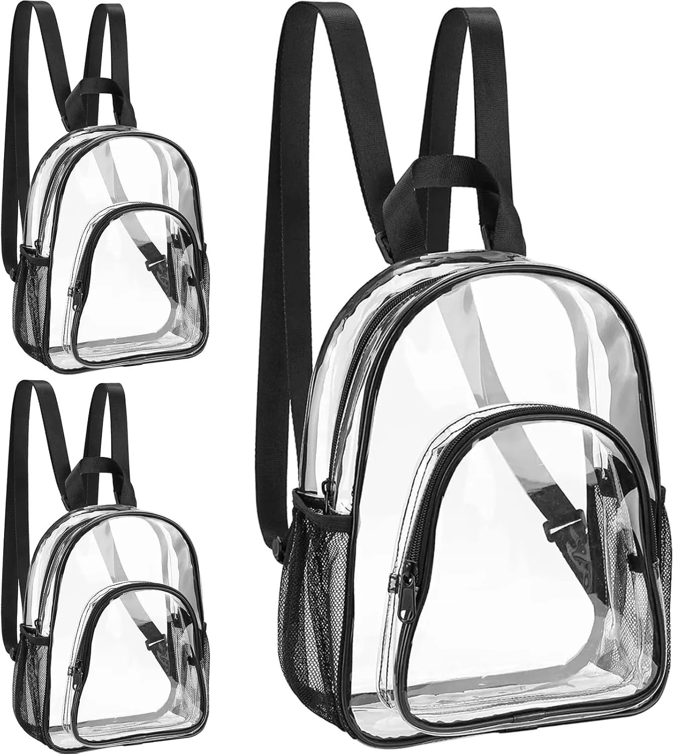 3Pcs PVC Transparent Backpack Clear Small Backpack Portable Lightweight Mini Cute Clear Bag Fashion Daypack
