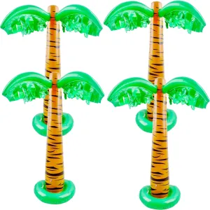 4 Pack 32 inch Inflatable Palm Tree Blow Up Coconut Trees for Hawaiian Tropical Pool Party Summer Birthday Decorations