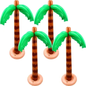 4 Pack 35 Inch Inflatable Palm Tree Large Beach Backdrop Coconut Trees Toy for Kids Swimming Pool Outdoor Party Decoration Hawaiian Theme Prop