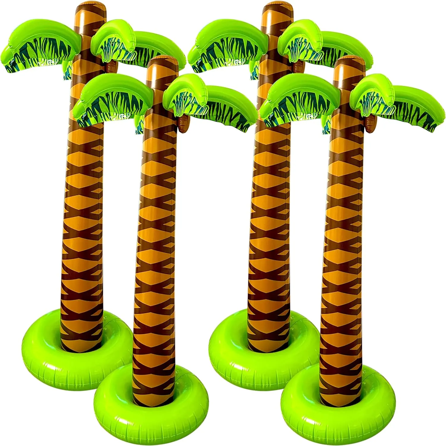 4 Pack 66 Inch Inflatable Palm Trees Giant Tropical Tree Pool Toys for Swimming Pool Decor Outdoor Activities Hawaiian Party Supplies