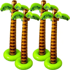 4 Pack 66 Inch Inflatable Palm Trees Giant Tropical Tree Pool Toys for Swimming Pool Decor Outdoor Activities Hawaiian Party Supplies