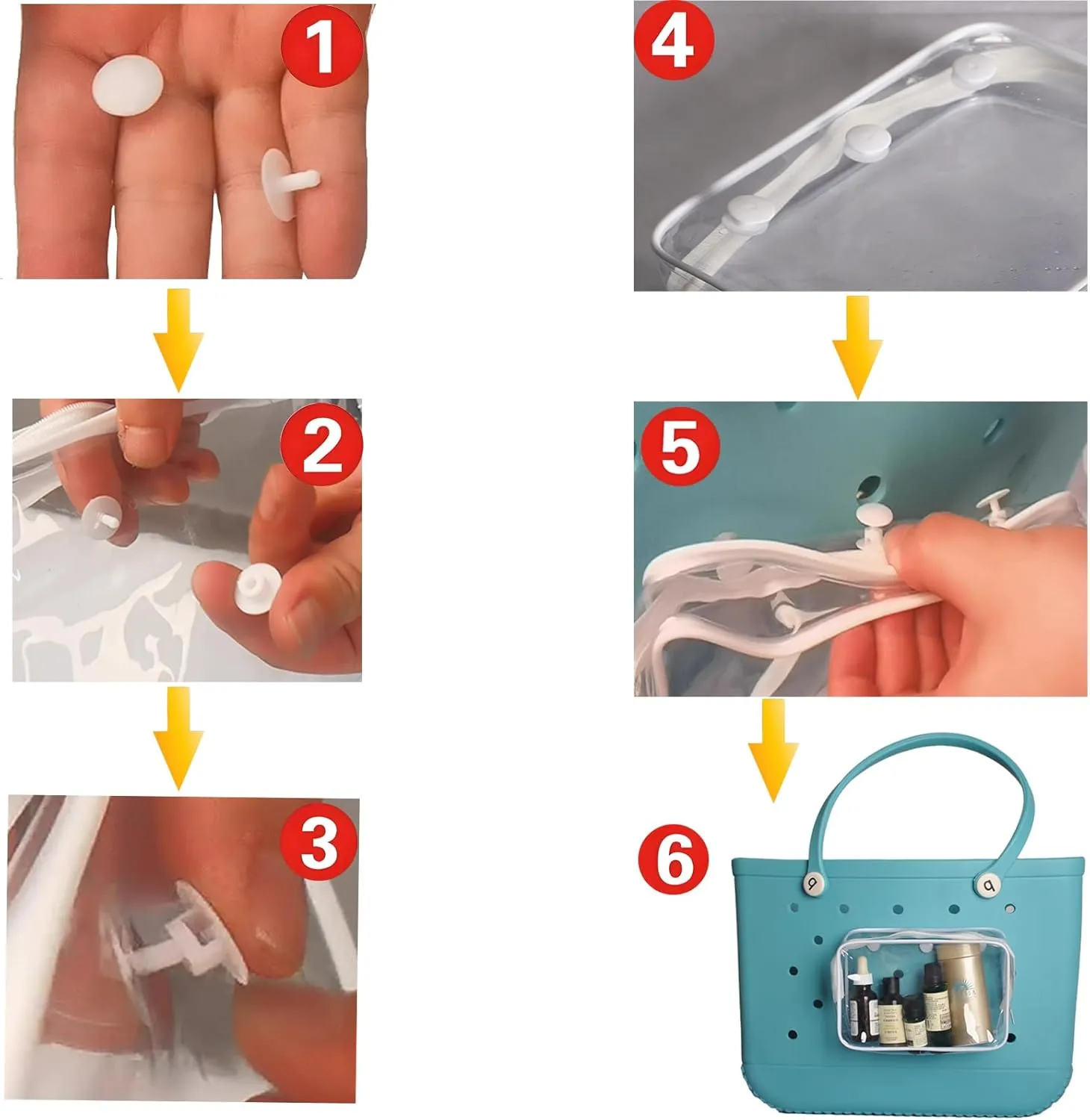 4 Packs Clear Black Bogg Beach Tote Bag Accessories Compatible with Bogg Bag Insert Bag Travel Cellphone Makeup Clean Toiletry Brush Organizer Cosmetic Divider Storage Inner Pouch