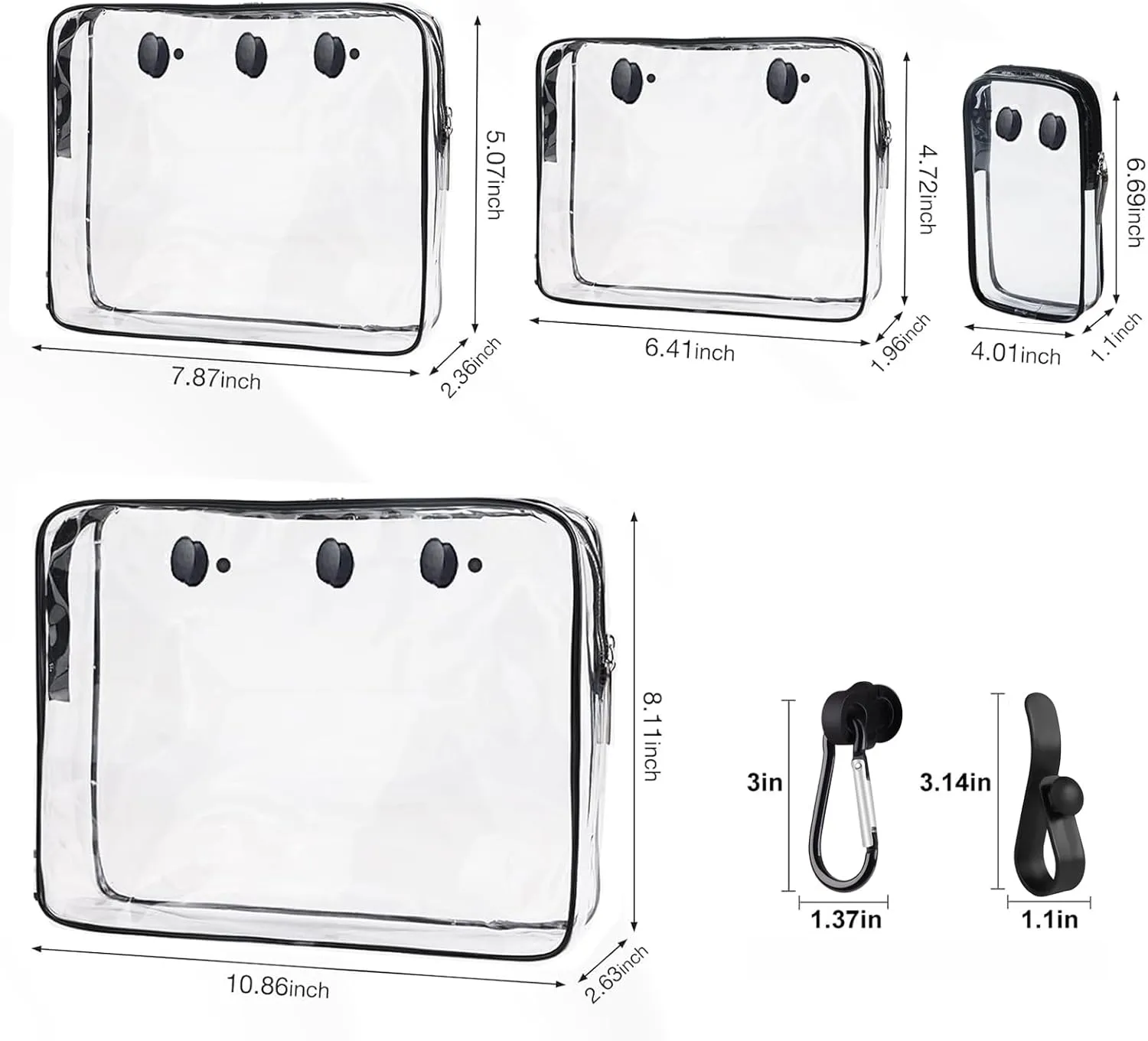 4 Packs Clear Black Bogg Beach Tote Bag Accessories Compatible with Bogg Bag Insert Bag Travel Cellphone Makeup Clean Toiletry Brush Organizer Cosmetic Divider Storage Inner Pouch