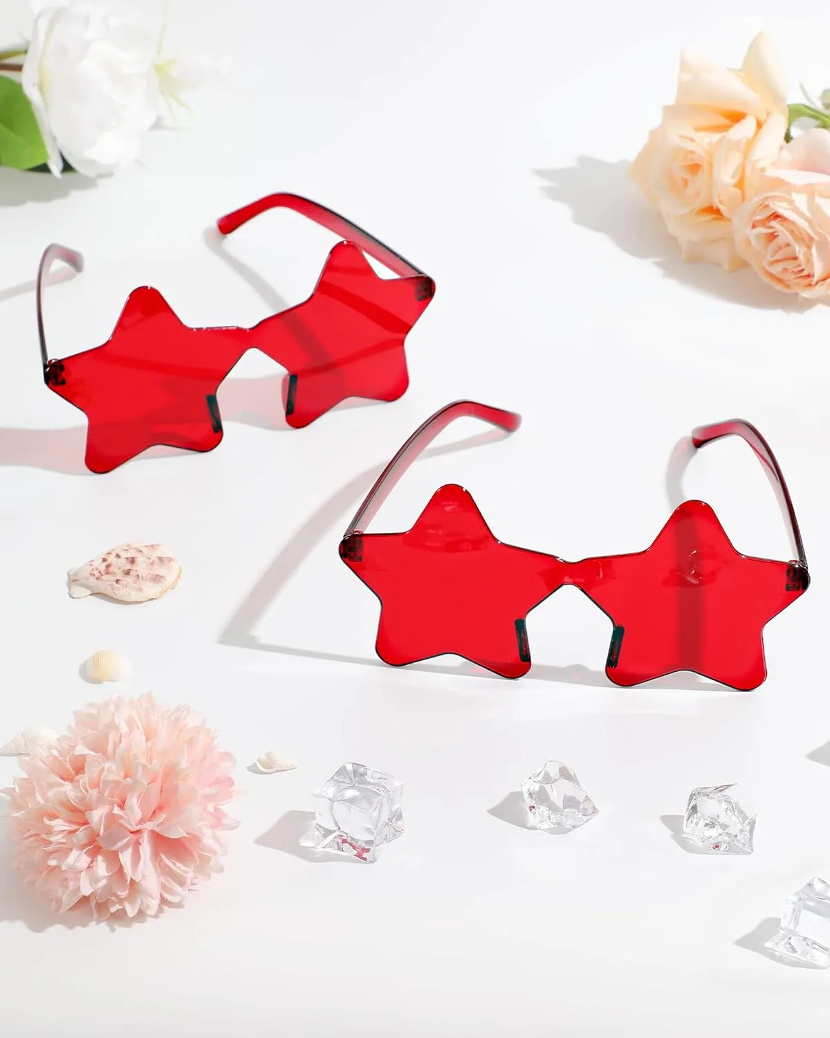 40 Pairs Rimless Star Sunglasses Bulk Wholesale Transparent Candy Color Star Glasses for Women Men Party Favors