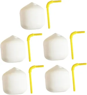 5pcs Miniature Simulated Coconut Models Realistic Props for Dollhouse Decor Photography and Crafting Vivid Coconuts Straws for Beach Themed Parties and Displays