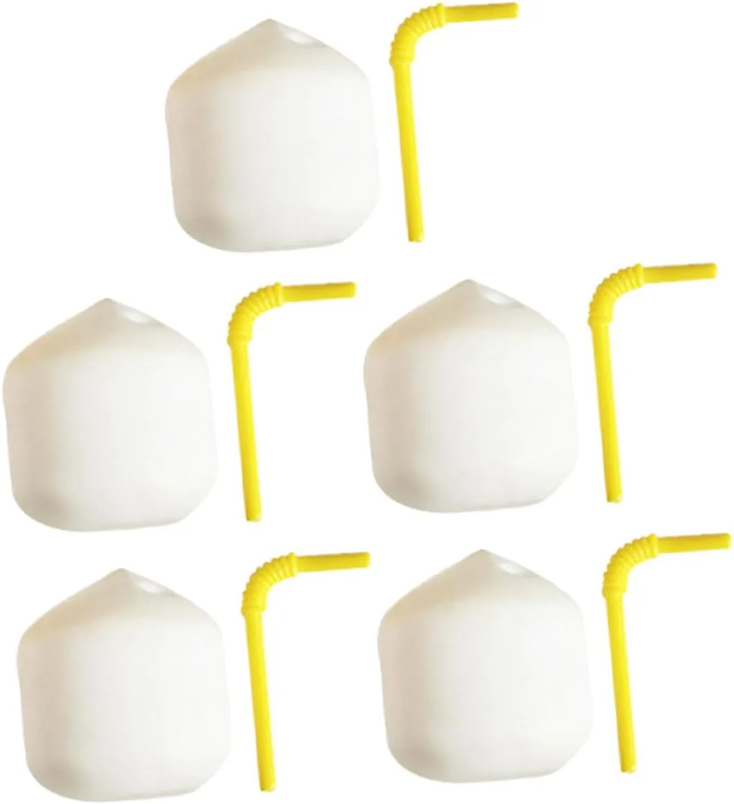 5pcs Miniature Simulated Coconut Models Realistic Props for Dollhouse Decor Photography and Crafting Vivid Coconuts Straws for Beach Themed Parties and Displays
