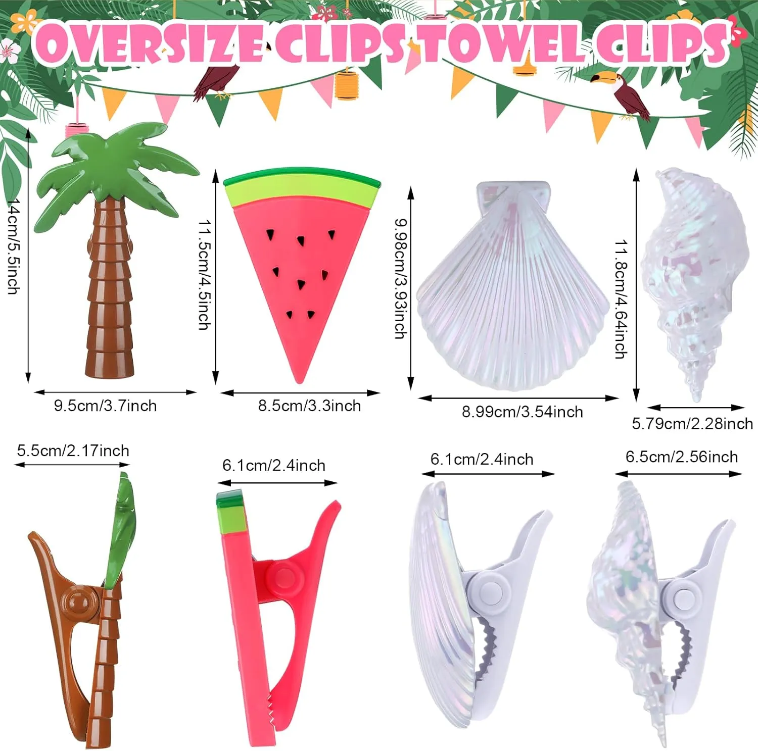 8 Pcs Beach Towel Clips for Beach Chairs Jumbo Size Towel Clips Beach Towel Holder Clothes Pins for Lounge Chair, Cruise Clothes Lines, Patio and Holiday Pool(Sea Shell Whelk Style)