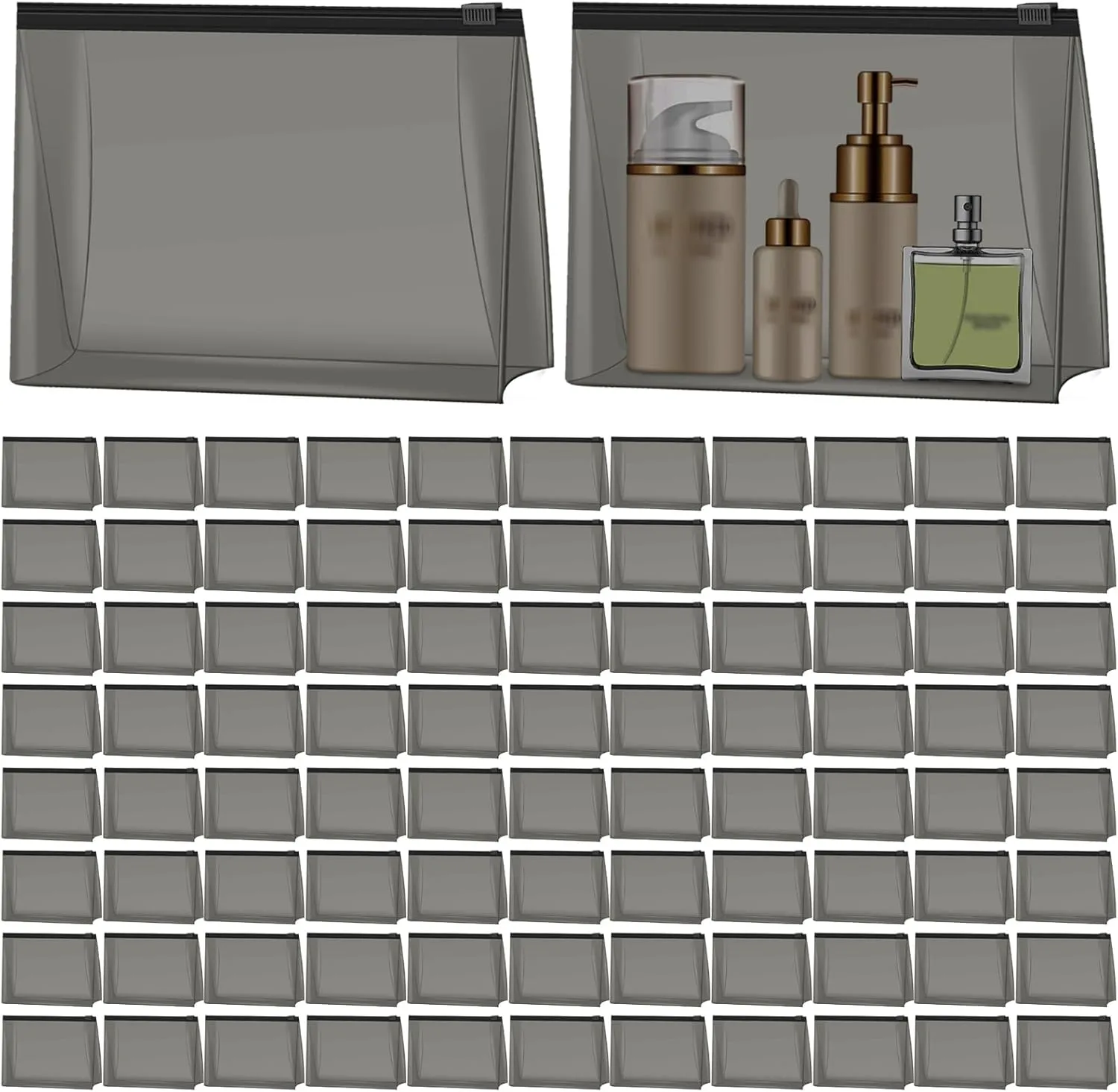 80 Pack Mini Clear Makeup Bag Organizer Cosmetic Zipper Pouch Small Travel Pouches for Toiletries Transparent EVA Reusable Wash Bags Waterproof Plastic Black Clear Gift Bags Bulk, 7.9” x 5.9” x 2”