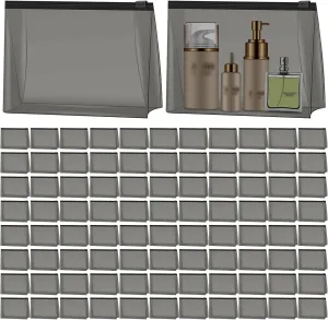 80 Pack Mini Clear Makeup Bag Organizer Cosmetic Zipper Pouch Small Travel Pouches for Toiletries Transparent EVA Reusable Wash Bags Waterproof Plastic Black Clear Gift Bags Bulk, 7.9” x 5.9” x 2”