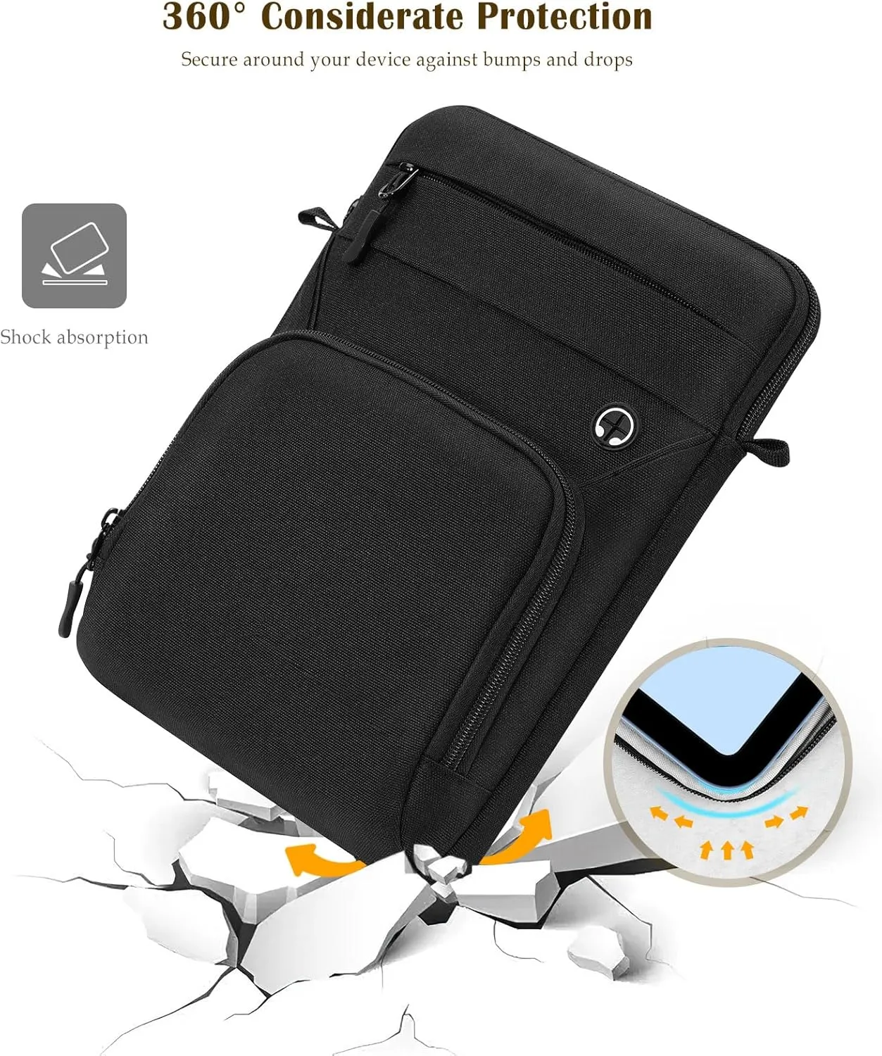 9-11 Inch Tablet Sleeve Bag with Shoulder Strap for iPad 10th Gen 10.9" Air 5/4, iPad (A16) 11", i-Pad 9/8/7th Gen 10.2", i-Pad Air/Pro 11", Galaxy Tab A9  Plus 11", reMarkable 2 10.3",Black