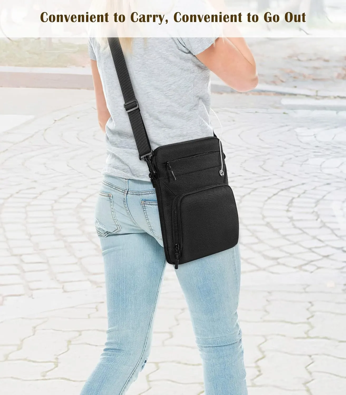 9-11 Inch Tablet Sleeve Bag with Shoulder Strap for iPad 10th Gen 10.9" Air 5/4, iPad (A16) 11", i-Pad 9/8/7th Gen 10.2", i-Pad Air/Pro 11", Galaxy Tab A9  Plus 11", reMarkable 2 10.3",Black
