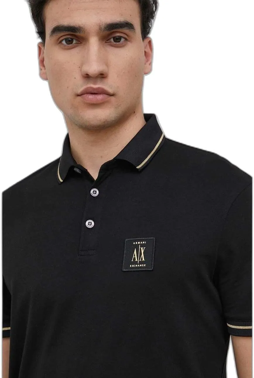 A | X ARMANI EXCHANGE Men's Regular Fit Cotton Jersey Metallic Icon Patch Polo