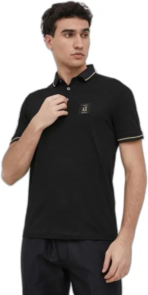 A | X ARMANI EXCHANGE Men's Regular Fit Cotton Jersey Metallic Icon Patch Polo