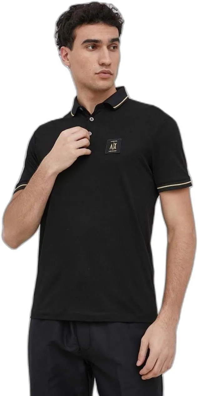 A | X ARMANI EXCHANGE Men's Regular Fit Cotton Jersey Metallic Icon Patch Polo