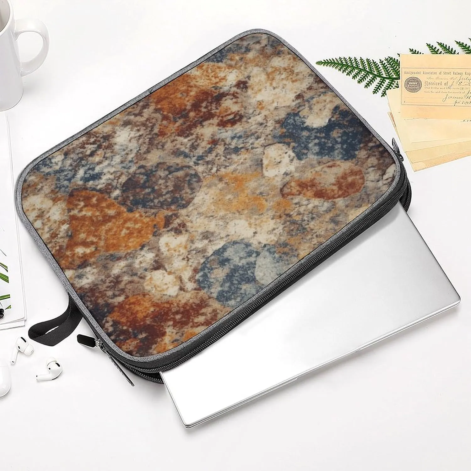 Abstract Granite Laptop Sleeve Snowflake Laptop Bag Computer Carrying Case Briefcase Protective Case 14inch